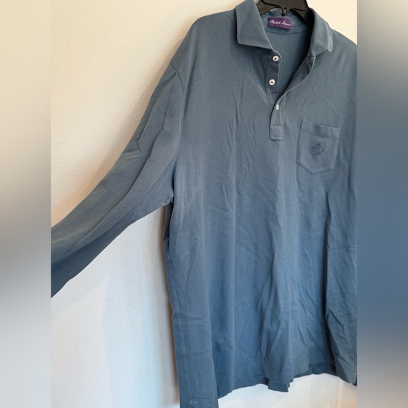 Ralph Lauren Purple Label Slim Logo Washed Pique Polo Long Sleeve Shirt Sweater - Picture 4 of 8